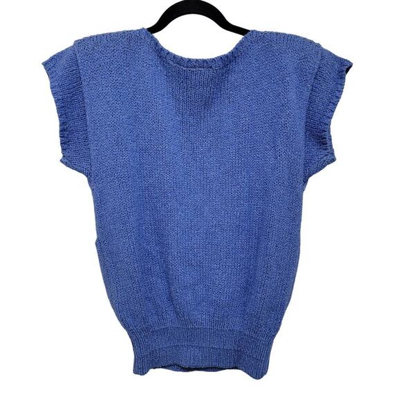 VTG Liz Claiborne Silk Blend Sweater Short Sleeve Blue Purple Periwinkle Med 568 - Picture 2 of 9
